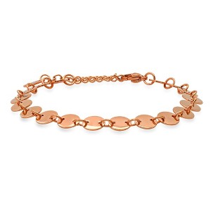 Steeltime Ladies 18k rose gold plated stainless steel round circle disk link bracelet - 1 of 4