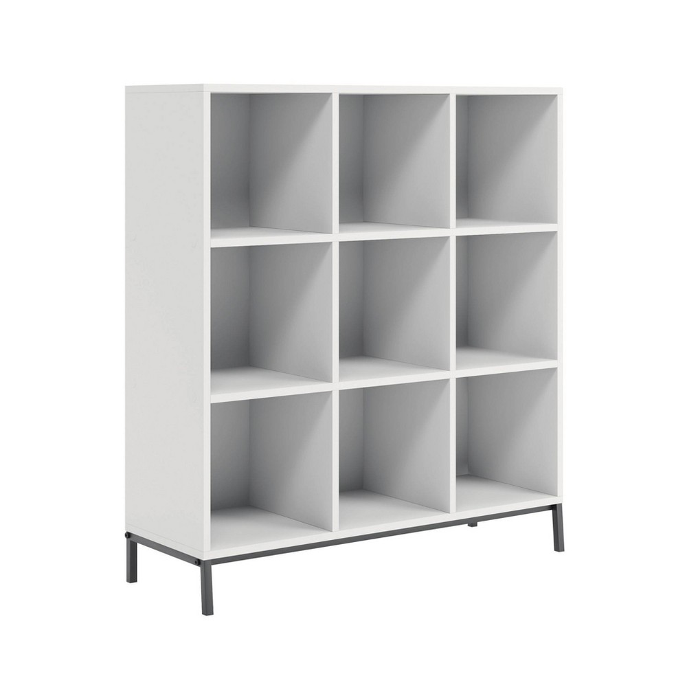 Photos - Garden & Outdoor Decoration Sauder 38.22" 9 Cube North Avenue Bin Shelves Organizer White - : Modern Laminated Bookcase with Metal Frame 