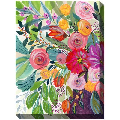 Cottage Garden West of The Wind Hope Blooms Colorful 40 x 30 Inch Waterproof Gallery Wrapped Canvas, Outdoor Garden, Yard, Patio All Weather Hanging