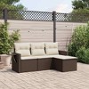 vidaXL 4 Piece Patio Sofa Set with Cushions Brown and Cream Poly Rattan - 2 of 4