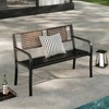 Costway 50" Outdoor Metal Park Bench with Rattan-Like Backrest & Curved Armrests - 4 of 4