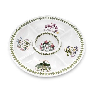 Portmeirion Botanic Garden 14" Chip & Dip Platter - Porcelain Serving Dish with Assorted Floral Motifs, Dishwasher Safe, Made in England - 1 of 4