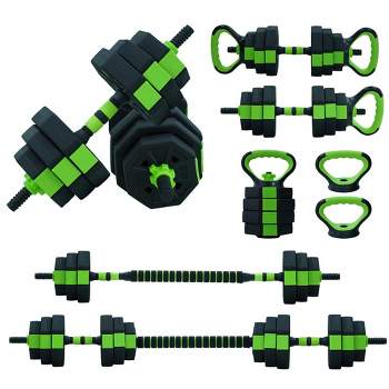 Adjustable Dumbbell Set, 44LBS Free Weights Set with Dumbbell, Barbell, Kettlebell and Push-up Options, Non-Slip Grip, Home Gym Fitness Equipment