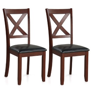 Costway Wooden Dining Chairs Set of 2 Kitchen Side Chair with Padded Seat Rubber Wood Legs - 1 of 4