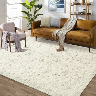 Vintage Medallion Area Rug Washable Rug Non-Slip Foldable Throw Carpet Oriental Floral Print Floor Cover