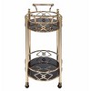 Royal Hampton Metal Framed Serving Cart with Tempered Glass Top and Open Bottom Shelf, Gold and Black - 3 of 4