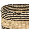 Northlight Set of 4 Beige and Black Striped Woven Round Seagrass Baskets 12" - 4 of 4
