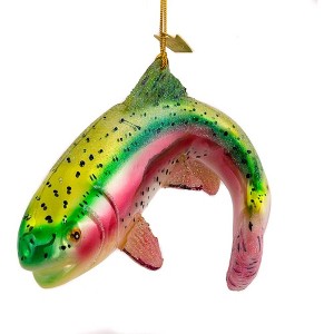 Kurt Adler Noble Gems Glass Ornament for Christmas Tree, Rainbow Trout, 4.75" - 1 of 4