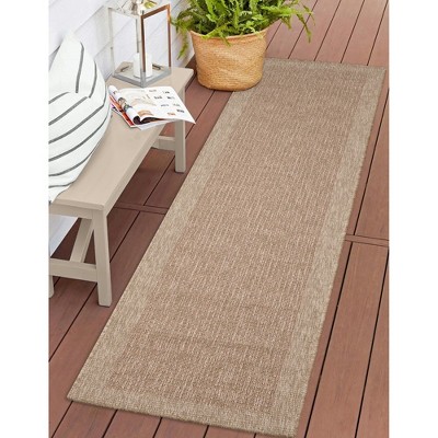 Terracotta Flat Woven Synthetic Indoor/Outdoor Rug, 1'11" x 7'6"