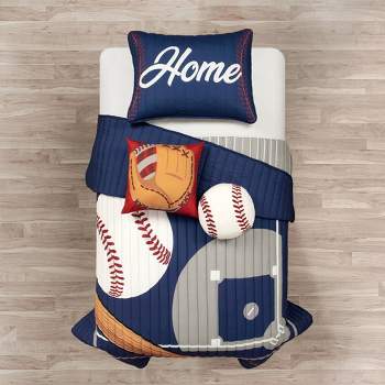 Baseball Game Reversible Oversized Quilt Set - Lush Décor
