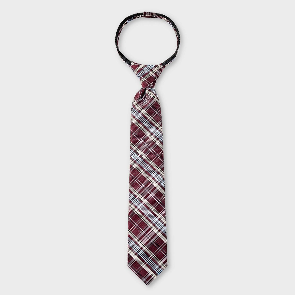 Boys' Woven Plaid Zip Necktie - Cat & Jack™ Maroon - thumbnail 4