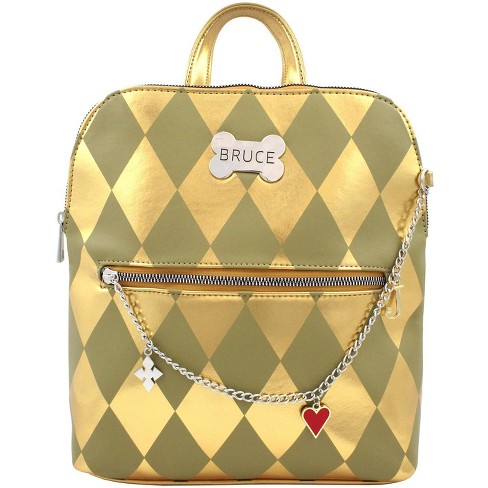 White Quilted Gold Studded Small Backpack