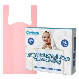 Covfresh Odor Sealing  Diaper Disposal Bags - Easy Tie Handles Bags Diaper Waste Bags - 1 of 4