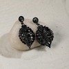 SOHI Women's Carbon Black Embellished Leaf Drop Earrings - 2 of 4