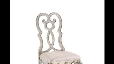 Esteban Ivory Velvet Upholstered Side Chair with Wood Accents