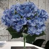 Floral Home 20" Mix Blue Hydrangea with 7 Silk Flowers & Leaves - 1-Piece - 3 of 4