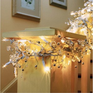 GE ConstantON 100 Clear Lights Glitter Gem Garland 9 FT Clear/White Wire - 1 of 3