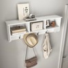 MAYEERTY White Entryway Wall Mounted Coat Rack with 4 Dual Hooks & Living Room Wooden Storage Shelf - 3 of 4