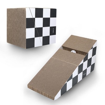 Gsluuk Cat Scratching Board with Ball, Triangle Cat Scratching Cardboard, Multiple Scratching Angles, 2-in-1 Scratching Lounge Bed