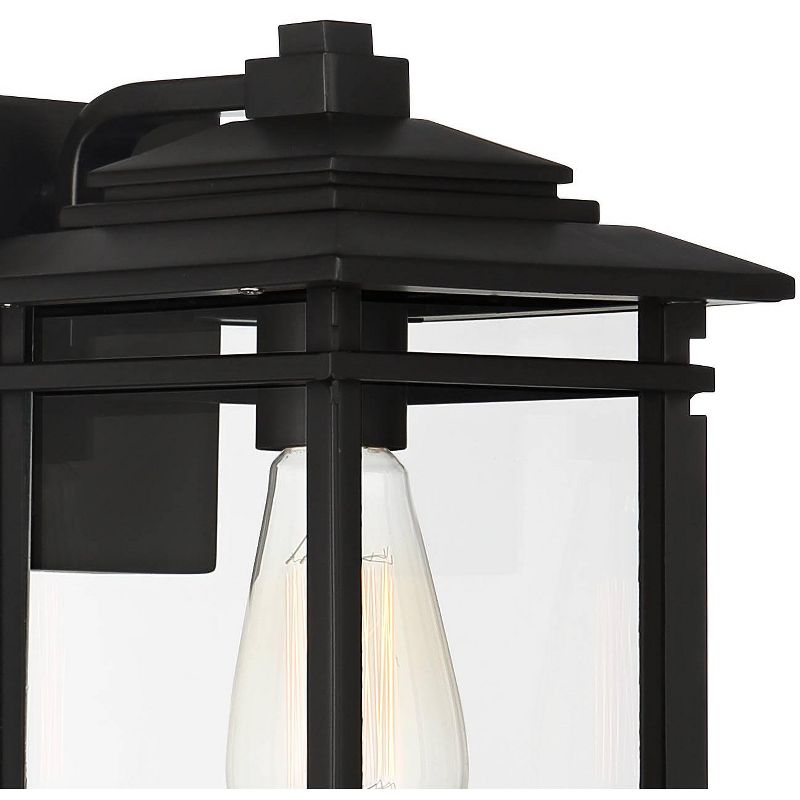 John Timberland North House Mission Outdoor Wall Light Fixture Matte Black Metal 12" Clear Glass Panels for Post Exterior Barn Deck House Porch Yard, 3 of 8