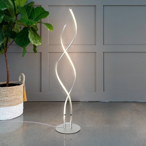 Brightech Embrace 2-in-1 Modern Dimmable (Includes LED Light Bulb) Standing Floor and Table Lamp Platinum Silver - 1 of 4