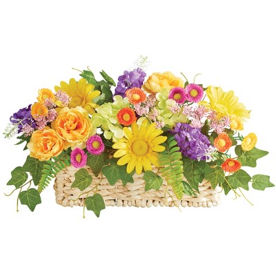Collections Etc Colorful Garden Artificial Floral Centerpiece