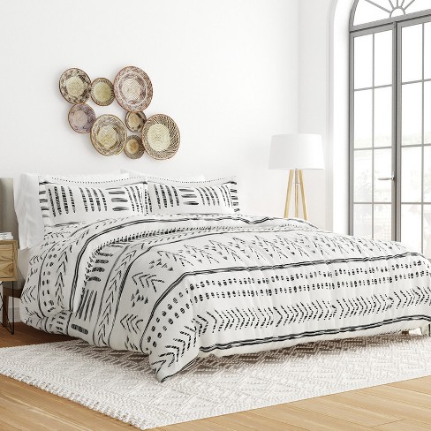 Modern Boho Prints Ultra Soft Duvet Cover Set, Easy Care, Matching Shams -  Becky Cameron, Arrow Dreams / Gray, Full/Queen