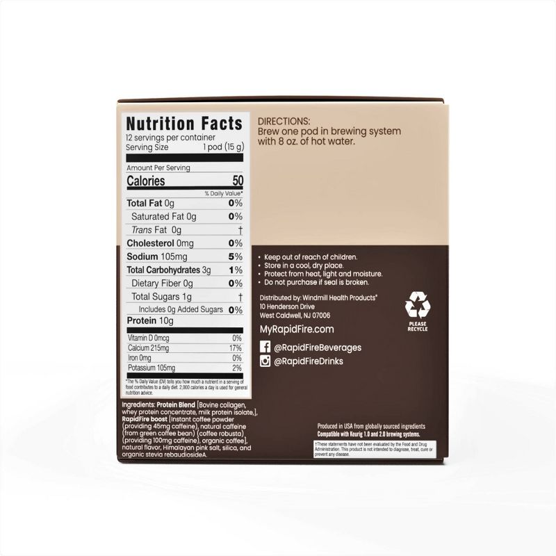 Rapid Fire Protein Medium Roast Coffee Pods Toasted Hazelnut - 12ct, 2 of 4