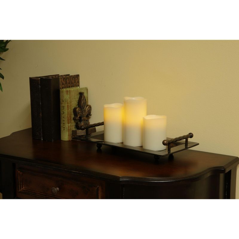 Pacific Accents Flameless 3x4 Ivory Melted Top Wax Pillar Candle, 3 of 4