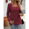 Womens 2025 Dressy Sweaters Tops Casual Fall Square Neck Button Down Side Split Tunics - 4 of 4