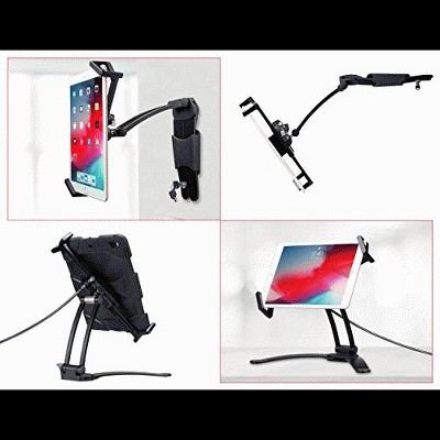 2-in-1 Security Multi-Flex Tablet Stand, CTA Digital Wall Mount for 7-14" Tablets/Apple iPad 10.2-Inch (7th Gen)/11-Inch iPad Pro/12.9-Inch iPad Pr...