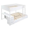 PAGED Twin over Twin Bunk Bed with Desk and Trundle, Wooden Bed Frame with Drawers and Guardrail, Modern Loft Bed for Kids, Teens, Adults - 4 of 4