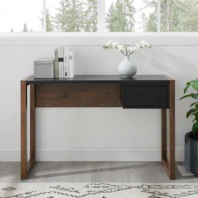 GDFStudio Bellion Modern Two-Tone Wood Writing Desk with Fluted Drawer Details