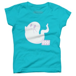 Girl's Design By Humans Boo Cute Ghost Halloween cute design By BoogieCreates T-Shirt - 1 of 3