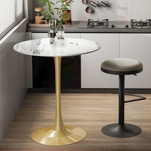 Artloge 100cm High Round Bar Height Bistro Pub Table Sintered Stone-top Breakfast Table - 1 of 4
