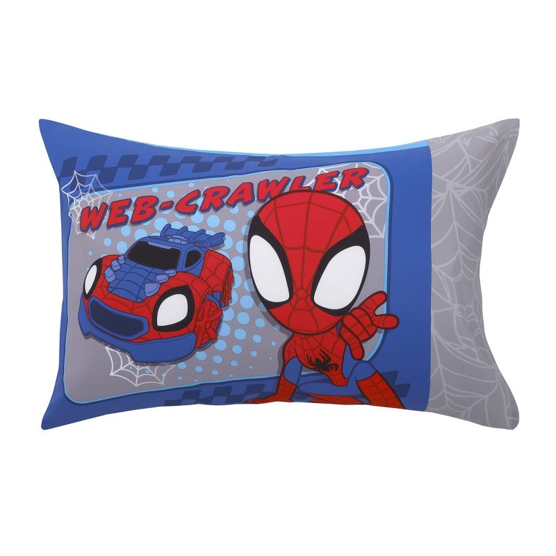 Marvel Spiderman Spidey and his Amazing Friends Spidey Time Red, Blue, and Grey 4 Piece Toddler Bed Set, 5 of 7