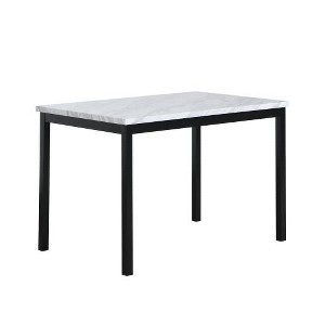 SYFERLORY Noyes Metal Dining Table with Laminated Faux Marble Top, Off-white - 1 of 1