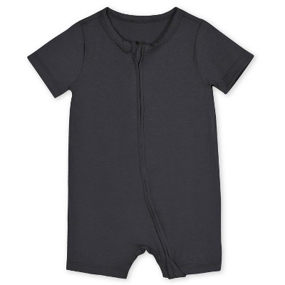 Image of Gerber Buttery-Soft Snug Fit Short Sleeve Romper - Shadow - 6-9 Months