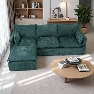 93" Modular L-Shaped Sectional Sofa with Movable Ottoman, 4-Seater - 1 of 4