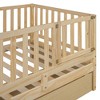 PAGED Twin Size Daybed Dual Use Bed Frame with 2 Storage Drawers and Fence Guardrails for Bedroom, Living - 3 of 4