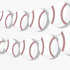 Big Dot of Happiness Baseball Garland Banner, Sports Birthday Party or Baby Shower Decorations Banner, 30 Feet of Cord, 15 Double-Sided Baseballs - 1 of 4