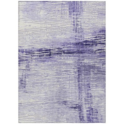 Lavender And Ivory Striped Washable Indoor Outdoor Area Rug