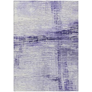 Lavender And Ivory Striped Washable Indoor Outdoor Area Rug - 1 of 4