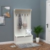 Resenkos 3-In-1 Entryway Bench With Coat Rack, Hall Tree With Bench And Shoe Storage, 5 Hooks For Hallway Cream White - 4 of 4