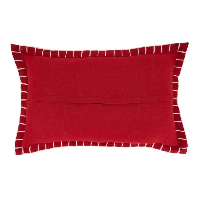12&#34;x20&#34; Oversize Minimalist Chic Chunky Whip Stitch Poly Filled Lumbar Throw Pillow Red - Saro Lifestyle, 3 of 5
