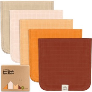 5pk Lumi Muslin Burp Cloths for Baby Boys, Girls, Organic Baby Burp Cloths, Burping Cloths for Babies - 1 of 4