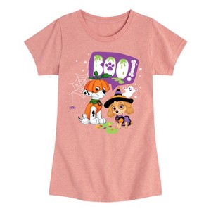 Girls' - Paw Patrol - Halloween Skye and Marshall Boo Fitted Short Sleeve Graphic T-Shirt - 1 of 4