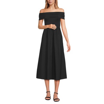Lands' End Women's Off the Shoulder Slender Mixed Media Dress