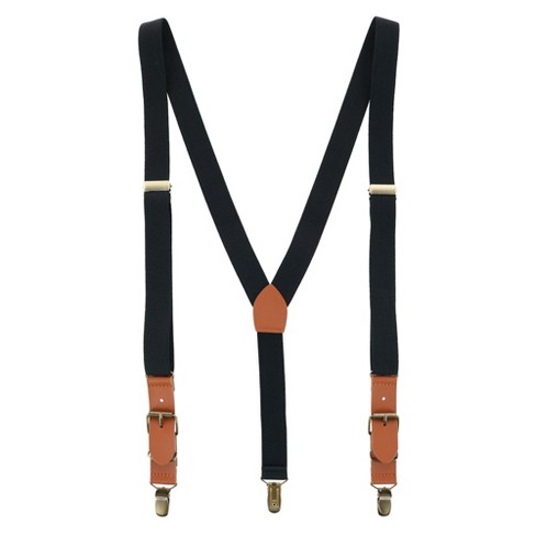 Ctm Men's 1 Inch Wide Suspender With Faux Leather Buckle And Clip-ends ...