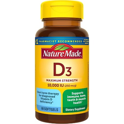 Nature Made D3 10,000IU Softgels Max Strength, 60 Ct